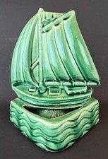 Vtg 1950s Mid Century Ceramic Sailboat TV Lamp Planter Retro MCM Nautical picture