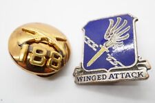 WWII 188th Airborne Infantry Regiment Winged Attack DI Unit Pin & Enlisted Disc picture