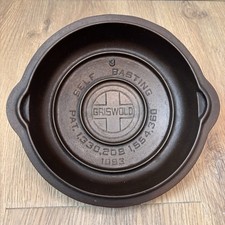 Griswold Rare Vtg #3 Cast Iron Self Basting Skillet Lid #1093 Big Block Logo picture