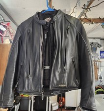 Harley-Davidson Women’s Black Leather Jacket X-850 Size M (8-10) picture