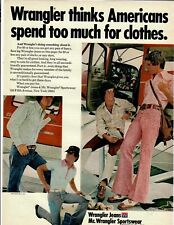 1972 Wrangler Vintage Print Ad Americans Spend Too Much For Clothes Mens Fashion picture