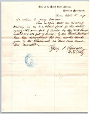 1877 LETTER UNITED STATES ATTORNEYS OFFICE GEORGE P SANGER 1ST PRES JOHN HANCOCK picture