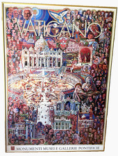 Museum Quality 1985 Paul Melia Vaticano Art Poster Framed Pope John Paul II Rare picture
