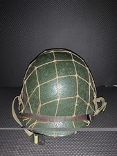 Original WW2 M1 Helmet Front Seam Swivel Bale With Net and Complete Liner picture