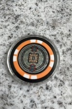 RARE 2016 UNREDEEMED BIT COIN SATORI ORANGE POKER CHIP  (.001 BTC) picture