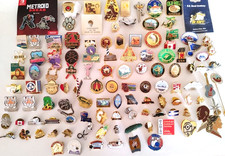 Vintage to Now 100 Lapel Pin Lot Hat Enamel Souvenir Travel Sports Rodeo Misc. picture
