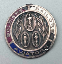 WWII Sterling Catholic St. Sebastian Soldiers Sailors Aviators Protection Medal picture
