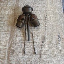 Antique Brass Copper Double Cluster Sockets for Lamps w Bell Pulls picture