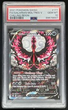 2021 Pokemon Chilling Reign #177/198 Galarian Moltres V Ultra Rare PSA 10 picture