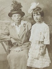 RPPC Grandmother Hauser GrandDaughter c1910 Studio Postcard Hat picture