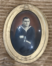 Vintage WWI/WWII US Navy Seaman First Class Framed Portrait Photograph 18 x 24