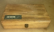 Vintage IRWIN 13pc Solid Center Auger Bit Set 1/4”-1” Original Wood Box USA picture