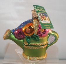 Vintage Merck Family Old World Christmas 2004 Watering Can Flowers - NWT picture