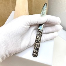Vintage Norwegian 830 Silver Letter Opener Mylius Telemark Pattern Paper Knife picture
