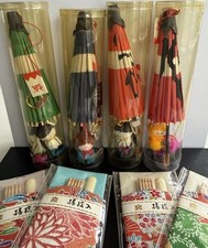Vintage Japanese Souvenir Lot: Washi Paper Toothpicks&Umbrella Geisha Doll Picks picture