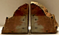 Set of Vintage Arizona Petrified Wood Bookends Polished Pair Felt Cushion picture
