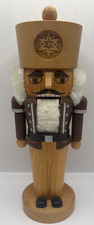 Vintage Erzgebirgische Volkskunst German Nutcracker Natural King Wood Figure picture
