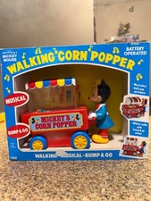 Vintage Disney Mickey Mouse Walking Corn Popper Musical Bump & Go Works NIB picture