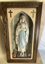 Antique “Our Lady Of Lourdes” (LATE 1800s) Virgin Mary Chalkware Altar Box -READ picture