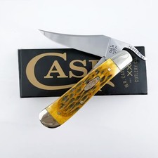 New Case xx Peach Seed Jig Amber Bone Russlock Stainless 00260 Pocket Knife picture
