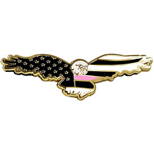 PBX-006-F Bald Eagle Thin Pink Line Breast Cancer Awareness American Flag Cloiso picture