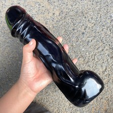 1pc Natural Obsidian Quartz penis skull hand carved crystal reiki healing gift picture