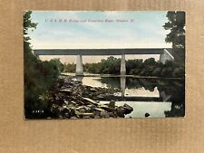 Postcard Streator IL Illinois C&ARR Railroad Train Bridge Vermillion River picture