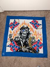 Vintage Biker Skeleton, Flags, with Flames Bandana New/Unused picture