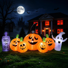 8FT Halloween Inflatable Ghost Pumpkin Graveyard Decoration, Blow up Yard Decor picture