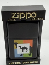 Vintage 1996 Double Sided Camel Riddle Black Matte Zippo Lighter New B34 picture