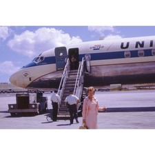 United Airlines DC-8 Jet Mainliner Airliner Ground Boarding Hawaii 1967 Slide picture