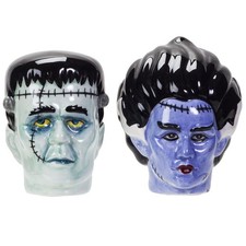 Pacific Giftware Frankenstein Bust Ceramic Food Salt and Pepper Shakers picture