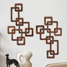 Mid Century Modern Wooden 3D Wall Decor 2 Piece Wooden Wall Art Wooden Mid picture