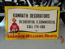 c.1960s Original Vintage Sherwin Williams Paint Sign Metal 2 Sided Cover Earth picture