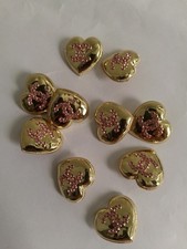 Lot Of ten 22Mm StampedDesigner Vintage Button Gold ToneChanel 10 BUTTONS picture