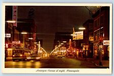 Minneapolis Minnesota Postcard Hennepin Avenue Restaurants Night c1960 Vintage picture