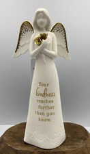Hallmark Joanne’s Angels “Kindness” Figurine White Porcelain Angel Gold Flowers picture