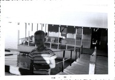 Vintage 1959 Black & White Photo Boy on Pier Waterfront Scene picture