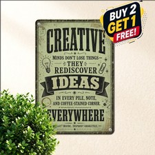Creative People Do Not Have Mess Sign Funny Artist Studio Metal Tin Plaque picture