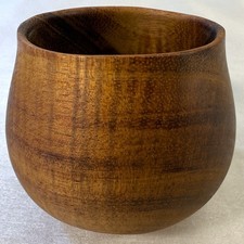 Vintage Larry DeLuz 1948-2008 Signed Small Hand Carved Hawaiian Koa Wooden Bowl picture