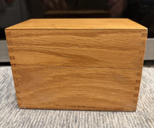 Vintage Wood Recipe Index Card Box with Dovetail Joints picture