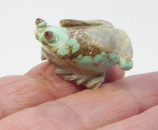 Mini Turquoise FROG Fetish stone Carving by RICKY LAAHTY, Zuni Native American picture
