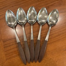 Vintage Epic Ekco Eterna Canoe Muffin 5 Spoons  Brown Handle 7.5” picture