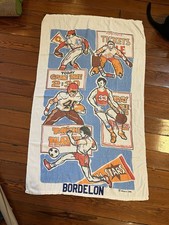 Vintage 70s Sherry MFG All Star Sport Themed Beach Towel Made In USA. Football picture