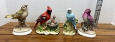 Lot Of (4) Vintage Lefton Porcelain Birds Parakeet Cardinal Kinglet Finch KW3505 picture