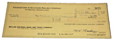 OCTOBER 1969 YOUNGSTOWN & SOUTHERN RAILWAY COMPANY CHECK #2675 picture