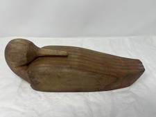 Vintage Hand-Carved Wood Duck Trinket Box Distressed Rustic Artisan picture