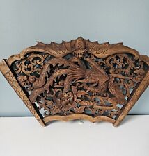 HAND WORK OLD EFFECT XIANG ZHANG SCULPTOR WOOD CARVED DRAGON WALL PANEL picture