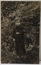 RPPC Adorable Boy Showing off Arm Patch Honoring Military or Scouts Postcard E2 picture