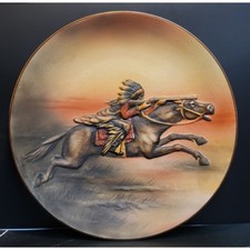 1918-40's Nippon - Native American Warrior - Blown Out Charger, Hand Painted picture